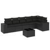 vidaXL 7 pcs conjunto de sof&aacute;s p/ jardim c/ almofad&otilde;es vime PE preto