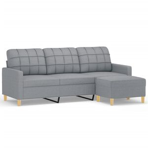 vidaXL Sof&aacute; de 3 lugares com apoio de p&eacute;s 180 cm tecido cinzento-claro