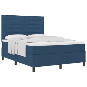 vidaXL Cama Box com colch&atilde;o com cabeceira Azul 160 x 200 cm tecido