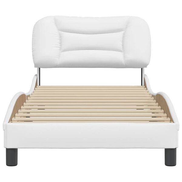 vidaXL Estrutura de cama sem colch&atilde;o Hvar couro artificial 90x190cm branco
