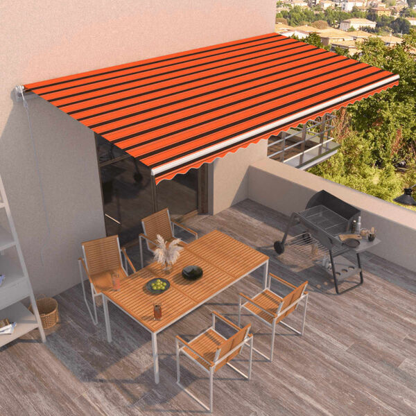 vidaXL Toldo retr&aacute;til autom&aacute;tico 600x350 cm laranja e castanho