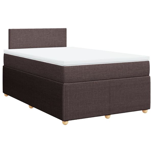 vidaXL Cama boxspring com colch&atilde;o 120x190 cm tecido castanho-escuro