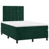 vidaXL Cama box spring c/ colch&atilde;o/LED 120x200 cm veludo verde-escuro