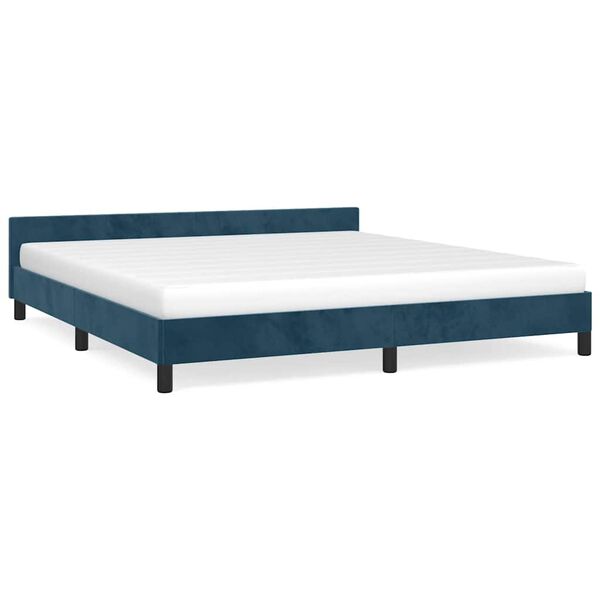 vidaXL Estrutura de cama sem colch&atilde;o 160x200 cm veludo azul-escuro