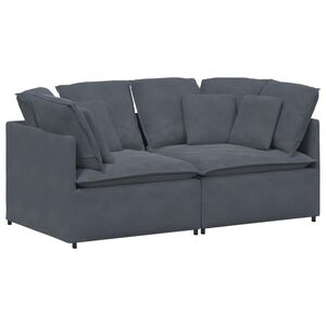 vidaXL Sof&aacute; modular com almofadas veludo cinzento-escuro