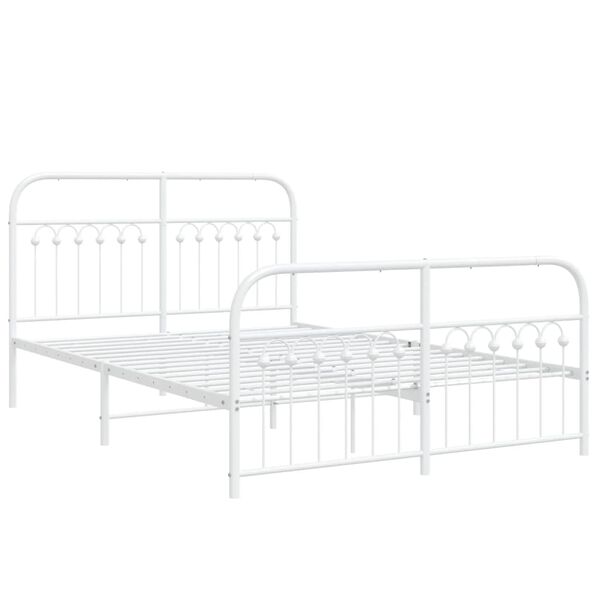 vidaXL Estrutura de cama com cabeceira e p&eacute;s 137x190 cm metal branco