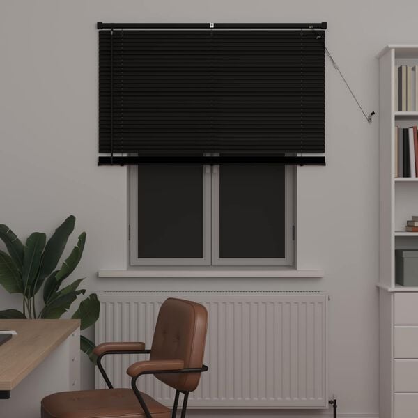 vidaXL Cortina Veneziana Manual Ajust&aacute;vel Preto 150 x 120 cm PVC
