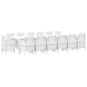 vidaXL Conjunto de Jantar para Jardim 15 unid. Branco Rattan Polt