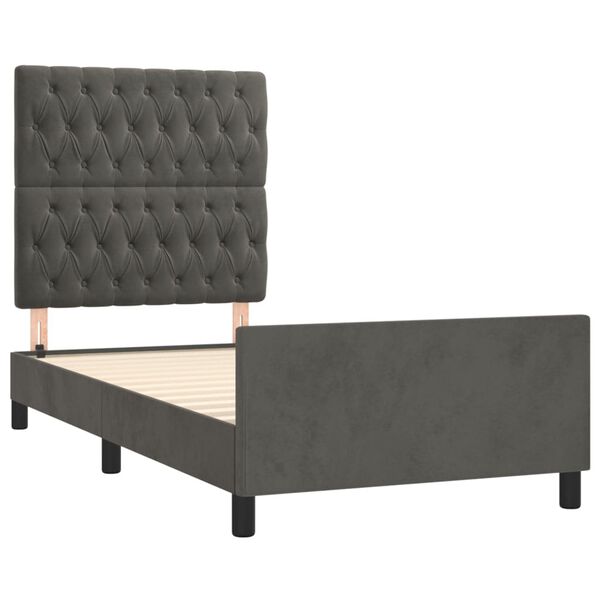 vidaXL Estrutura de cama sem colchão 90x190 cm veludo cinzento-escuro