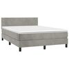 vidaXL Cama box spring c/ colch&atilde;o/LED 140x190 cm veludo cinzento