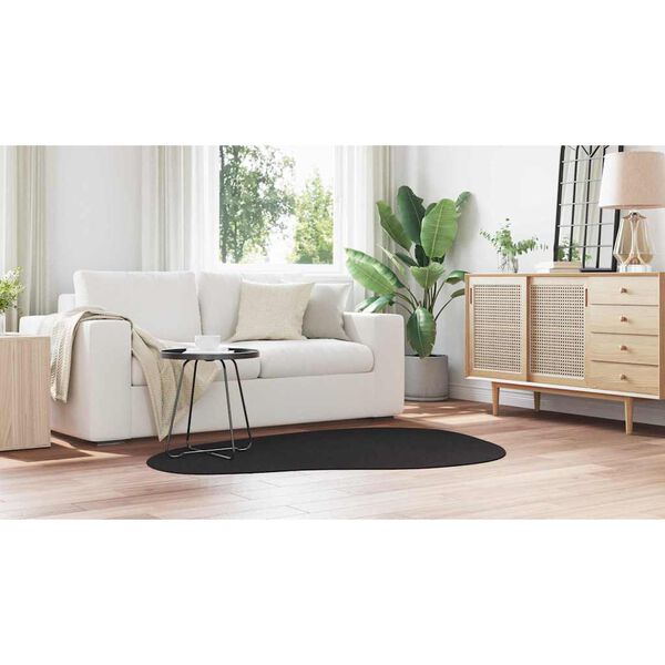 vidaXL Tapete HUARTE Preto 120 x 170 cm Poliéster