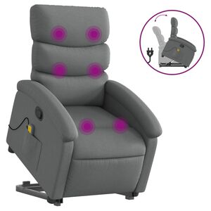 vidaXL Poltrona elevat&oacute;ria de massagens tecido cinzento-escuro