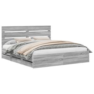 vidaXL Estrutura da Cama com gaveta Cinza Sonoma 200 x 200 cm