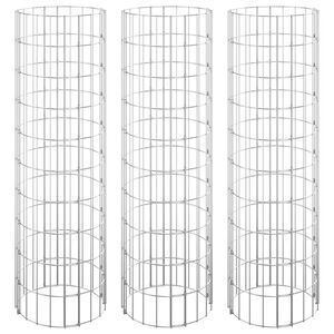 vidaXL Canteiro elevado/cesto gabi&atilde;o circular 3pcs &Oslash;30x100cm a&ccedil;o galv.