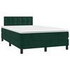 vidaXL Cama box spring com colch&atilde;o e luzes LED veludo verde-escuro