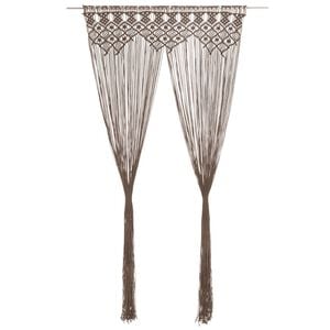 vidaXL Cortina em macram&eacute; 140x240 cm algod&atilde;o cinzento-acastanhado