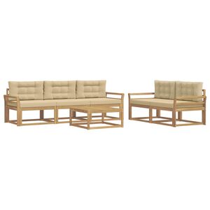 vidaXL Conjunto de Sof&aacute;s para Exterior 6 unid. Branco e Bege