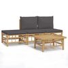 vidaXL 4pcs conj. lounge de jardim bambu c/ almofad&otilde;es cinzento-escuro