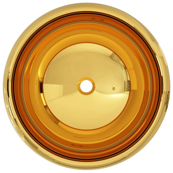 vidaXL Lavatório 40x15 cm cerâmica dourado