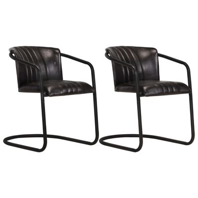 vidaXL Cadeiras de jantar 2 pcs couro genuíno preto