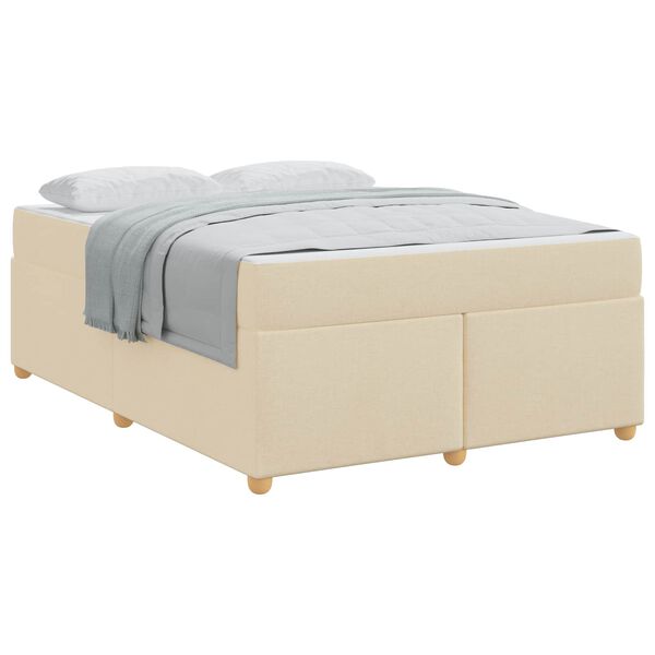 vidaXL Estrutura da Cama com colch&atilde;o Creme 160 x 200 cm tecido