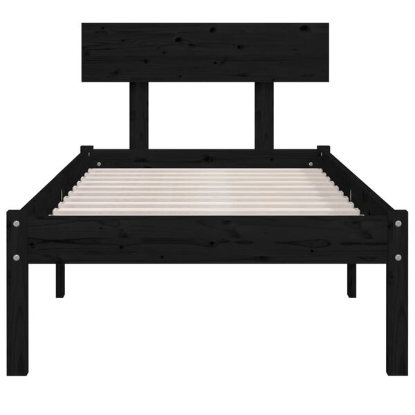 vidaXL Estrutura de cama 90 x 200 cm madeira de pinho maciça preto