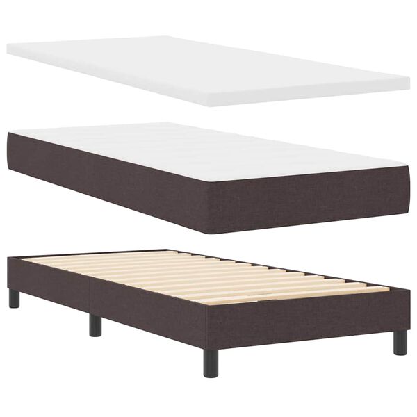 vidaXL Cama Box com colch&atilde;o Marrom Escuro 200 x 100 cm tecido