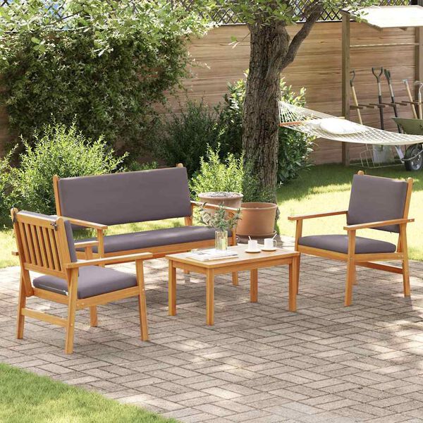 vidaXL Conjunto de Sof&aacute; de Jardim 4 pcs Castanho 120 x 65,5 x 79 cm