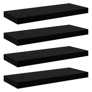 vidaXL Prateleiras de parede suspensas 4 pcs 60x23,5x3,8 cm MDF preto