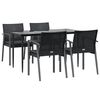 vidaXL 5 pcs conjunto de jantar p/ jardim c/ almofad&otilde;es vime PE e a&ccedil;o