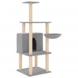 vidaXL &Aacute;rvore p/ gatos c/ postes arranhadores sisal 132 cm cinza-claro