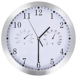 vidaXL Rel&oacute;gio parede c/ higr&oacute;metro e term&oacute;metro quartzo 30 cm branco
