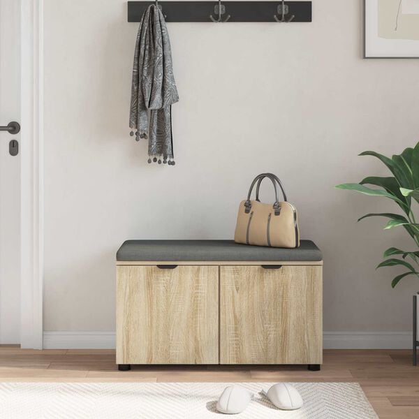 vidaXL Banco de Hall com almofada Carvalho Sonoma 80 x 46 x 46 cm