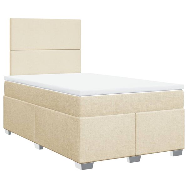 vidaXL Cama com molas/colch&atilde;o 120x200 cm tecido cor creme