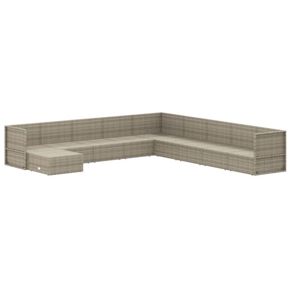 vidaXL 10 pcs conjunto lounge de jardim c/ almofad&otilde;es vime PE cinzento