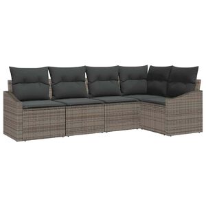 vidaXL Conjunto de Sof&aacute; de Jardim com almofada 5 pcs Cinzeto vime PE