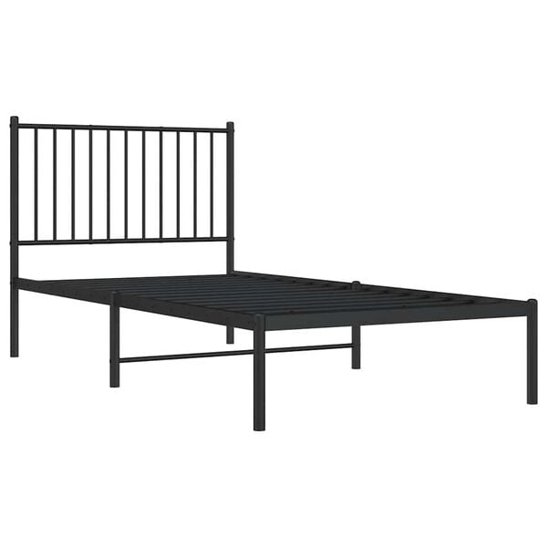 vidaXL Estrutura de cama com cabeceira 90x190 cm metal preto