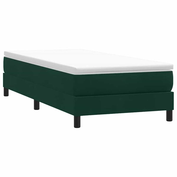vidaXL Cama com molas sem colch&atilde;o 100x220 cm veludo verde-escuro