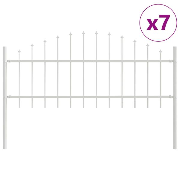 vidaXL Cerca para Jardim 7 pcs Branco 170 x 140 cm A&ccedil;o revestido a p&oacute;
