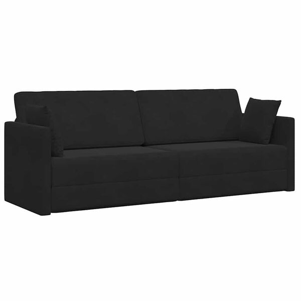 vidaXL Sof&aacute;-cama de ch&atilde;o 200cm Preto Veludo