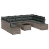 vidaXL Conjunto de Sof&aacute; de Jardim 10 unid. Cinzeto vime PE