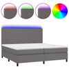 vidaXL Cama box spring c/ colch&atilde;o/LED 200x200cm couro artificial cinza