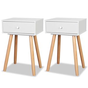 vidaXL Mesas de cabeceira 2 pcs pinho maci&ccedil;o 40x30x61 cm branco