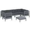 vidaXL 7 pcs conjunto lounge de jardim c/ almofad&otilde;es pinho cinza
