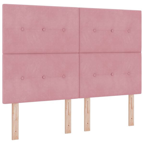 vidaXL Cama Box com colch&atilde;o com cabeceira Rosa 140 x 190 cm Veludo