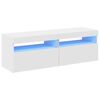 vidaXL M&oacute;veis de TV com luzes LED 2 pcs 60x35x40 cm branco