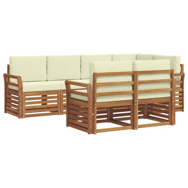 vidaXL Conjunto de Sof&aacute; Sectional com almofada 7 pcs Natural e Creme