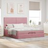 moldura de cama otomana vidaXL com colch&atilde;o rosa 200x200cm Veludo
