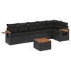 vidaXL 7 pcs conjunto de sof&aacute;s p/ jardim c/ almofad&otilde;es vime PE preto