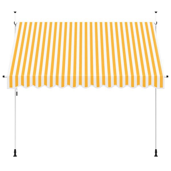 vidaXL Toldo retr&aacute;til manual 300 cm riscas laranjas e brancas